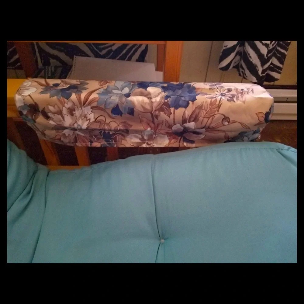 Vintage 80s Floral Print Fabric Armrest Furniture Covers set of 2